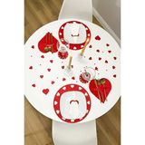 Kuzeylina Çiftler Için; Sevgililer Günü, Romantik Kalp Desenli Keçe Supla Seti - 33 cm - Kırmızı