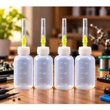 Kuzey's Store 4 ADET 50ML Tekrar Kullanılabilir Kolay Doldurulan Çok Amaçlı Şırıngalı Plastik Şişe, Tutkal Aplikatör Şişesi, Rosin Lehim akı, Temizlik,Kozmetik Sıvıları,Yapıştırıcılar İçin Tasarlanmış