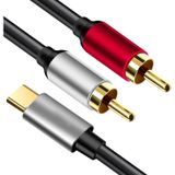 Kuzey's Store Type-C - 2 RCA Ses Kablosu, USB C Erkek çift RCA Stereo Ses Dönüştürücü Y Dağıtıcı Kablo, MacBook İphone ile Uyumlu,Bilgisayar,Amplifikatör, Hoparlör, TV, DVD, 2 METRE