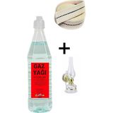 Kuzgun Online Shop 3'lü Set Büyük Şeffaf Gaz Lambası 500 ml Gaz Yağı ile Modern Tasarım