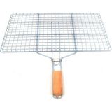 Kuzgun Ticaret Ahşap Saplı Mangal Izgarası Galvanizli Paslanmaz Kafes Demir 25 x 40 cm