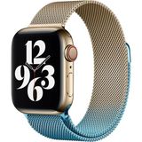 Kuzgun Ticaret Apple Watch 38MM Metal Mıknatıslı Kordon (Saat Değildir) - Metalik Gold-Mavi
