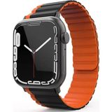 Kuzgun Ticaret Apple Watch 42MM Mo-Wb1 Çift Renk Mıknatıslı Silikon Kordon (Saat Değildir) - Siyah-Turuncu