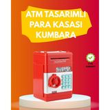 Kuzgun Ticaret Atm Görünümlü Kırmızı Elektronik Şifreli Kumbara ( Lisinya )