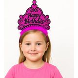 Kuzgun Ticaret Fuşya Happy Birthday Prenses Tacı – Doğum Günü Taç Aksesuarı