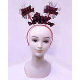 Kuzgun Ticaret Happy Birthday Yazılı Püsküllü Neon Kırmızı Renk Doğum Günü Tacı 22X19 Cm