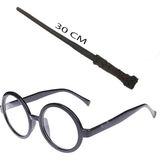 Kuzgun Ticaret Harry Potter Asası 30 Cm Ve Siyah Çerçeveli Harry Potter Gözlüğü Seti
