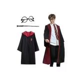 Kuzgun Ticaret Harry Potter Gryffindor Kapişonlu Çocuk Kostüm + Asa + Gözlük Seti 11-12 Yaş