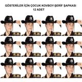 Kuzgun Ticaret Kovboy Şerif Şapkası Siyah 12 Adet - Kostüm, Parti Ve Gösteri Şapkası