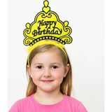 Kuzgun Ticaret Sarı Happy Birthday Prenses Tacı – Doğum Günü Taç Aksesuarı