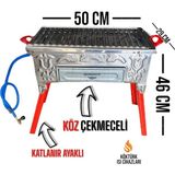 Kuzinecim Tüplü, Kömürlü Mangal Köz Çekmeceli Katlanır Ayaklı