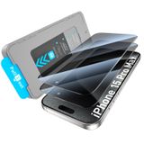 KUZOOM 2 Paket Gizlilik Ekran Koruyucu Kurulum Kiti iPhone 15Pro Max için, Anti Spy Özel 9H Sertlik Kırılmaz Temperli Cam Filmi Koruyucu Otomatik Konumlandırma Kurulum Çerçevesi ile