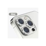 KVK PRİVACY Apple Iphone 15 Pro / Iphone 15 ProMax Kamera Koruma Taşlı Lens Koruyucu Temperli Cam Koruma Silver