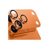 KVK PRİVACY iPhone 17 Pro Uyumlu Metal Çerçeveli Tam Kaplayan Safir Cam Kamera Lens Koruyucu Orange