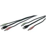 KVM Switch için Ses + USB Kablo Seti, 2 x 3,5 mm Erkek; USB A Erkek <-> 2 x 3,5 mm Erkek; USB