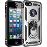 Kvy Apple iPhone 5s Yüzüklü Standlı Vega Kılıf - Gümüş