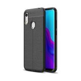 Kvy Huawei Honor 8A Deri Görünümlü Lux Niss Silikon Kılıf - Siyah