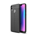 Kvy Huawei Honor 8c Deri Görünümlü Lux Niss Silikon Kılıf - Siyah