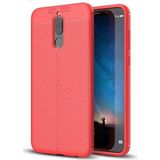 Kvy Huawei Mate 10 Lite Deri Görünümlü Lux Niss Silikon Kılıf - Kırmızı