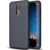 Kvy Huawei Mate 10 Lite Deri Görünümlü Lux Niss Silikon Kılıf - Lacivert