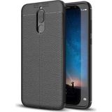 Kvy Huawei Mate 10 Lite Deri Görünümlü Lux Niss Silikon Kılıf - Siyah