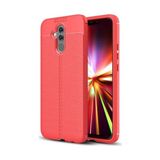 Kvy Huawei Mate 20 Lite Deri Görünümlü Lux Niss Silikon Kılıf - Kırmızı