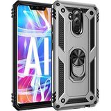 Kvy Huawei Mate 20 Lite Yüzüklü Standlı Vega Kılıf + Nano Ekran Koruyucu - Gümüş