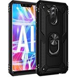 Kvy Huawei Mate 20 Lite Yüzüklü Standlı Vega Kılıf + Nano Ekran Koruyucu - Siyah