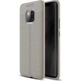 Kvy Huawei Mate 20 Pro Deri Görünümlü Lux Niss Silikon Kılıf - Gri