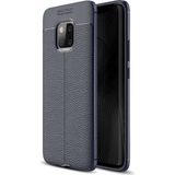 Kvy Huawei Mate 20 Pro Deri Görünümlü Lux Niss Silikon Kılıf - Lacivert