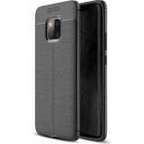 Kvy Huawei Mate 20 Pro Deri Görünümlü Lux Niss Silikon Kılıf - Siyah