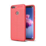 Kvy Huawei P Smart (2018) Deri Görünümlü Lux Niss Silikon Kılıf - Kırmızı