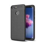 Kvy Huawei P Smart (2018) Deri Görünümlü Lux Niss Silikon Kılıf - Siyah