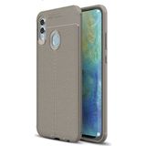 Kvy Huawei P Smart 2019 Deri Görünümlü Lux Niss Silikon Kılıf - Gri