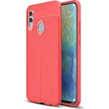 Kvy Huawei P Smart 2019 Deri Görünümlü Lux Niss Silikon Kılıf - Kırmızı