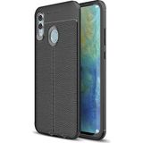 Kvy Huawei P Smart 2019 Deri Görünümlü Lux Niss Silikon Kılıf - Siyah