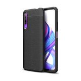 Kvy Huawei P Smart Pro Deri Görünümlü Lux Niss Silikon Kılıf - Siyah