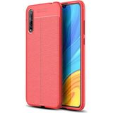 Kvy Huawei P Smart S Deri Görünümlü Lux Niss Silikon Kılıf - Kırmızı