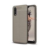 Kvy Huawei P20 Deri Görünümlü Lux Niss Silikon Kılıf - Gri