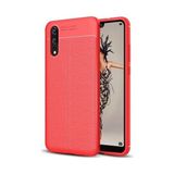 Kvy Huawei P20 Deri Görünümlü Lux Niss Silikon Kılıf - Kırmızı