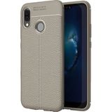 Kvy Huawei P20 Lite Deri Görünümlü Lux Niss Silikon Kılıf - Gri