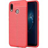 Kvy Huawei P20 Lite Deri Görünümlü Lux Niss Silikon Kılıf - Kırmızı