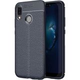 Kvy Huawei P20 Lite Deri Görünümlü Lux Niss Silikon Kılıf - Lacivert