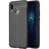 Kvy Huawei P20 Lite Deri Görünümlü Lux Niss Silikon Kılıf - Siyah