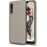 Kvy Huawei P20 Pro Deri Görünümlü Lux Niss Silikon Kılıf - Gri