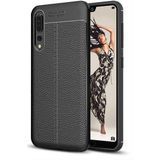 Kvy Huawei P20 Pro Deri Görünümlü Lux Niss Silikon Kılıf - Siyah
