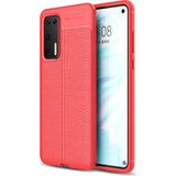 Kvy Huawei P40 Deri Görünümlü Lux Niss Silikon Kılıf - Kırmızı