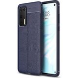 Kvy Huawei P40 Deri Görünümlü Lux Niss Silikon Kılıf - Lacivert