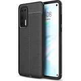 Kvy Huawei P40 Deri Görünümlü Lux Niss Silikon Kılıf - Siyah