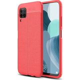 Kvy Huawei P40 Lite Deri Görünümlü Lux Niss Silikon Kılıf - Kırmızı